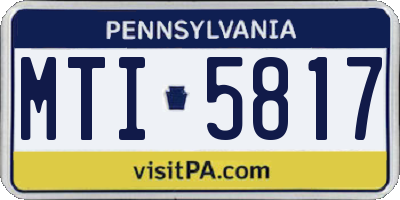 PA license plate MTI5817