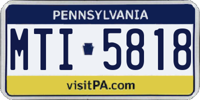 PA license plate MTI5818