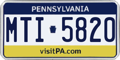 PA license plate MTI5820