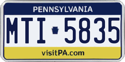 PA license plate MTI5835