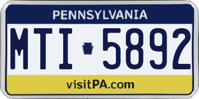 PA license plate MTI5892