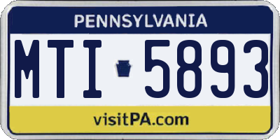 PA license plate MTI5893