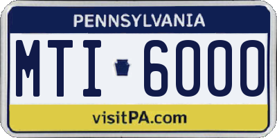 PA license plate MTI6000