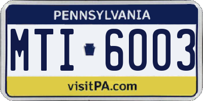 PA license plate MTI6003