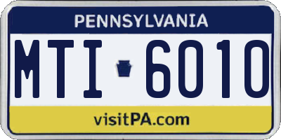 PA license plate MTI6010