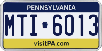 PA license plate MTI6013