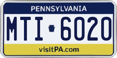 PA license plate MTI6020