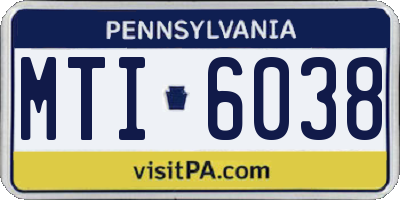 PA license plate MTI6038