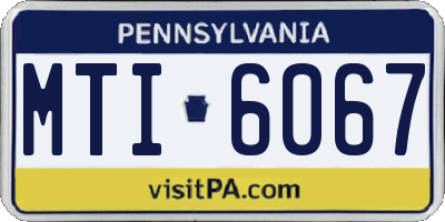PA license plate MTI6067