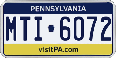PA license plate MTI6072
