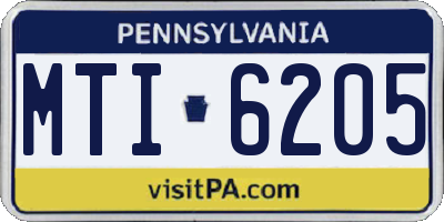 PA license plate MTI6205