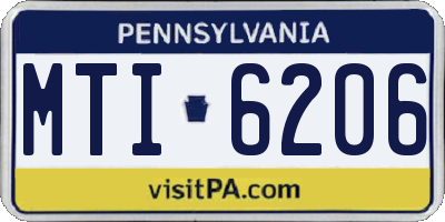 PA license plate MTI6206