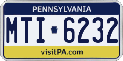 PA license plate MTI6232