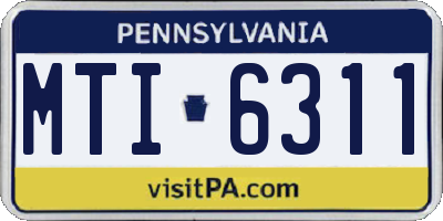 PA license plate MTI6311