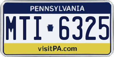 PA license plate MTI6325