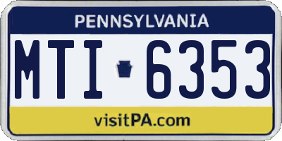PA license plate MTI6353
