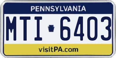 PA license plate MTI6403