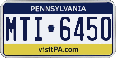 PA license plate MTI6450