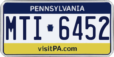 PA license plate MTI6452