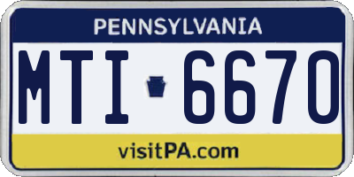 PA license plate MTI6670