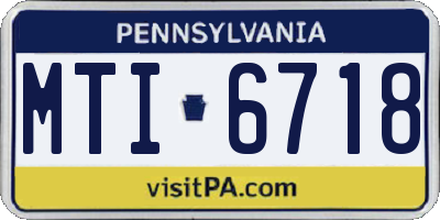 PA license plate MTI6718