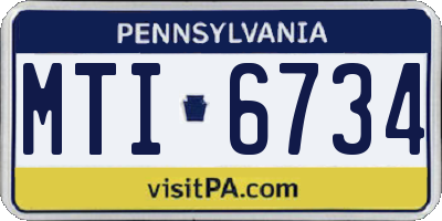 PA license plate MTI6734