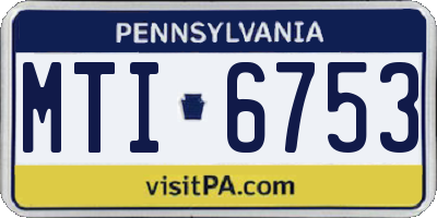 PA license plate MTI6753