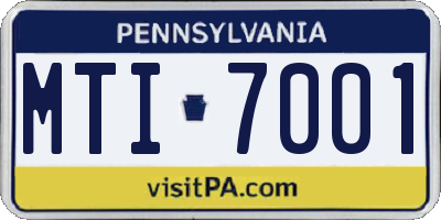 PA license plate MTI7001