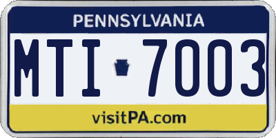 PA license plate MTI7003