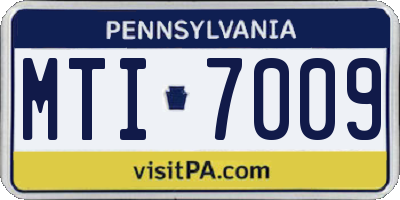 PA license plate MTI7009
