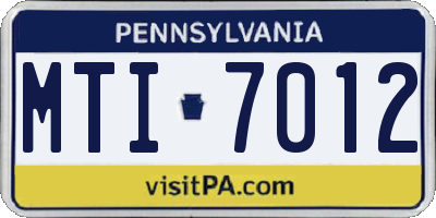 PA license plate MTI7012