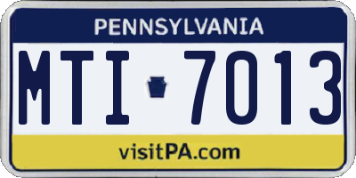 PA license plate MTI7013