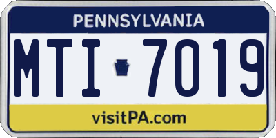PA license plate MTI7019