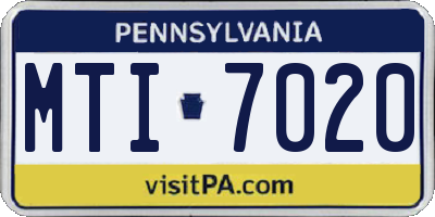 PA license plate MTI7020