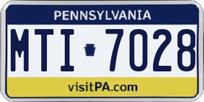 PA license plate MTI7028