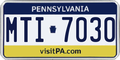 PA license plate MTI7030