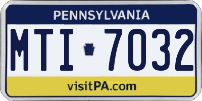 PA license plate MTI7032