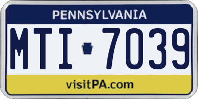 PA license plate MTI7039