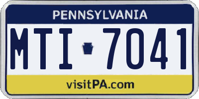 PA license plate MTI7041