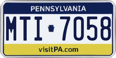 PA license plate MTI7058