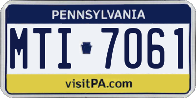 PA license plate MTI7061