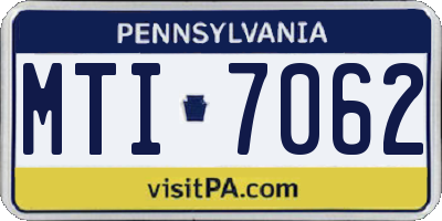 PA license plate MTI7062