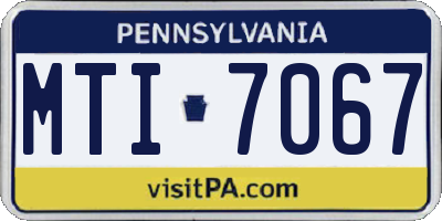 PA license plate MTI7067