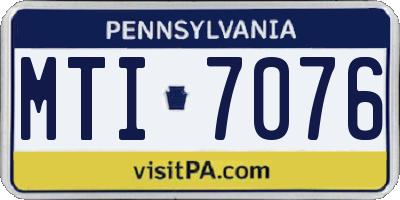 PA license plate MTI7076