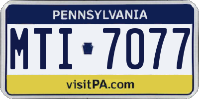 PA license plate MTI7077