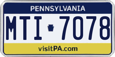 PA license plate MTI7078