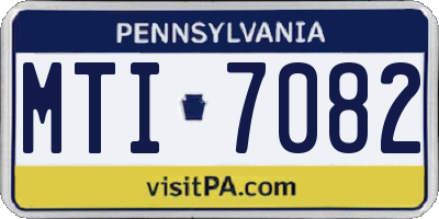 PA license plate MTI7082