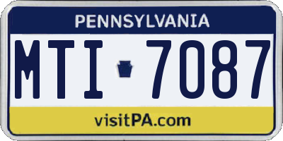 PA license plate MTI7087