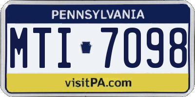 PA license plate MTI7098