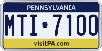 PA license plate MTI7100
